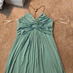 Sky halter top with gold chain straps and tiger L